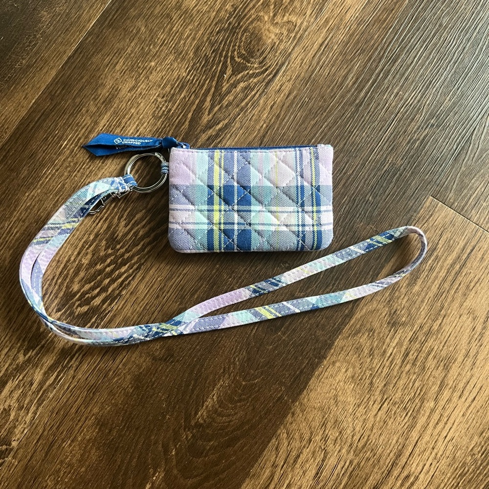 NWOT Vera Bradley Zip Cotton Pouch - Amethyst Plaid